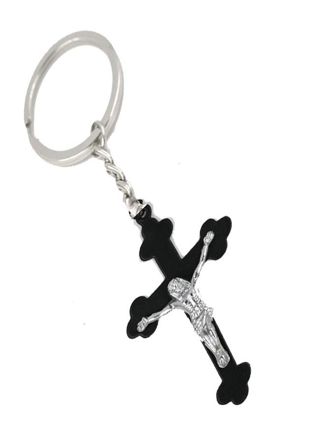 AFH Holly Jesus Holy Cross Religious Black Silver Decorative Key Chain for Men and Women - Image 2